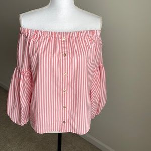 MICHEAL Michael Kors Striped Off the Shoulder Top